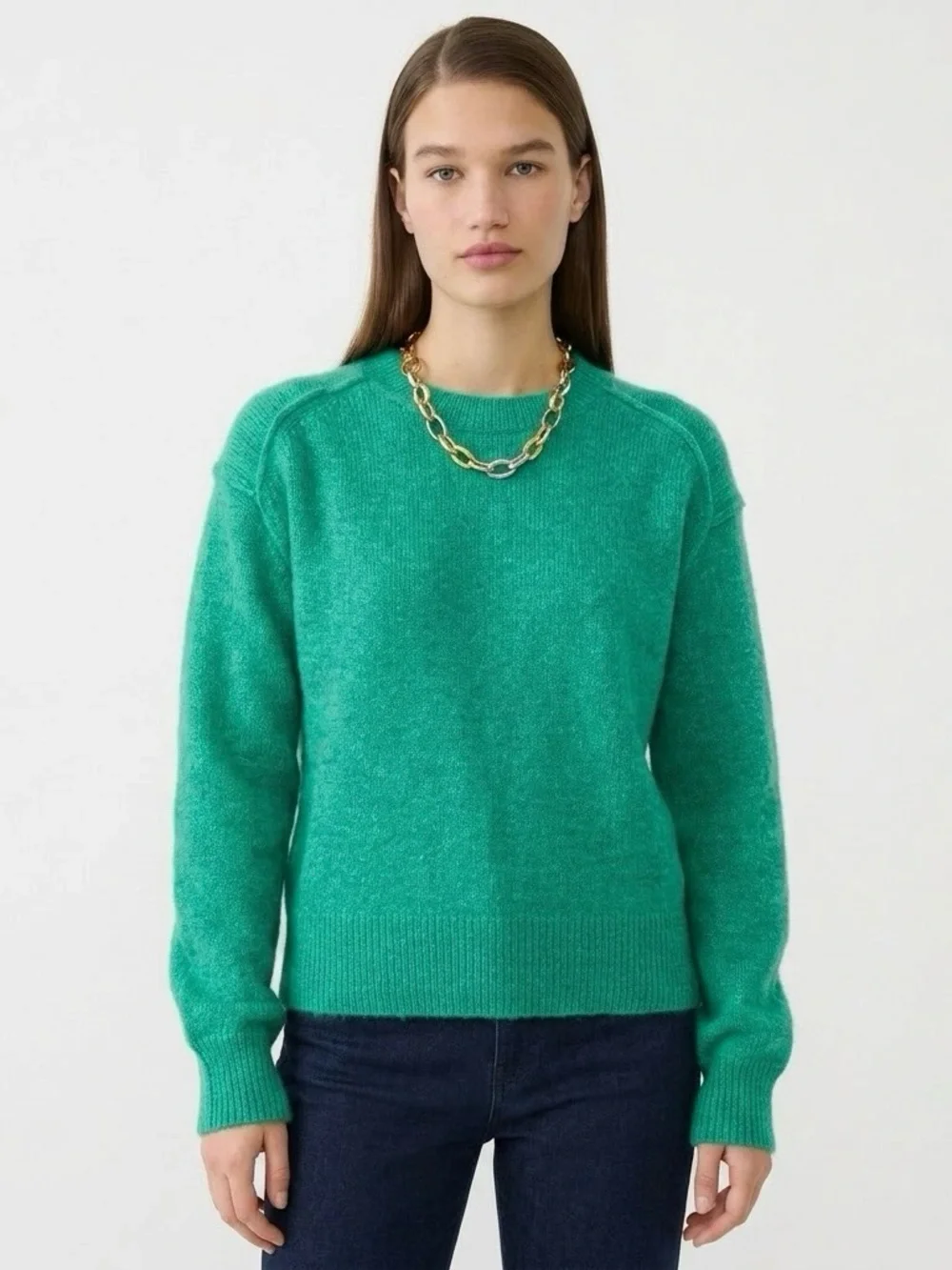 NWT J.Crew Relaxed Pullover Alpaca Blend Sweater Kelly Green Size Medium